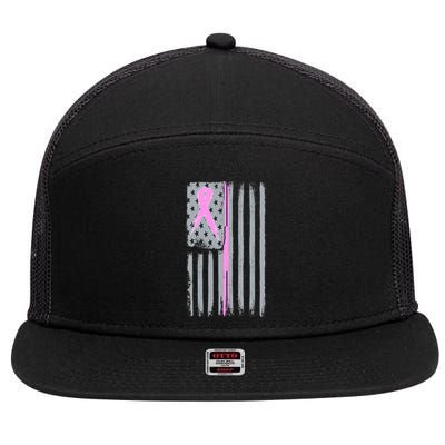 Pink Thin Line Breast Cancer Flag 7 Panel Mesh Trucker Snapback Hat