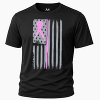 Pink Thin Line Breast Cancer Flag Cooling Performance Crew T-Shirt