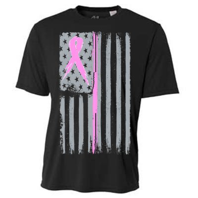 Pink Thin Line Breast Cancer Flag Cooling Performance Crew T-Shirt