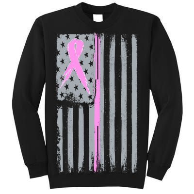 Pink Thin Line Breast Cancer Flag Sweatshirt