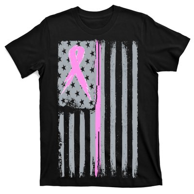 Pink Thin Line Breast Cancer Flag T-Shirt