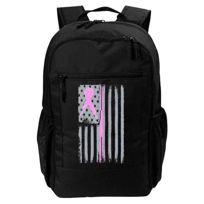 Pink Thin Line Breast Cancer Flag Daily Commute Backpack