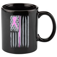 Pink Thin Line Breast Cancer Flag 11oz C Handle Ceramic Mug