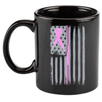 Pink Thin Line Breast Cancer Flag 11oz C Handle Ceramic Mug