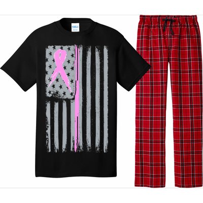 Pink Thin Line Breast Cancer Flag Pajama Set