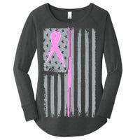 Pink Thin Line Breast Cancer Flag Women's Perfect Tri Tunic Long Sleeve Shirt