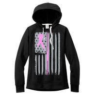 Pink Thin Line Breast Cancer Flag Women's Fleece Hoodie