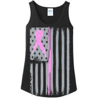 Pink Thin Line Breast Cancer Flag Ladies Essential Tank