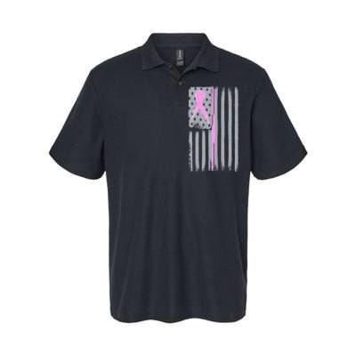 Pink Thin Line Breast Cancer Flag Softstyle Adult Sport Polo