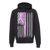 Pink Thin Line Breast Cancer Flag Premium Hoodie