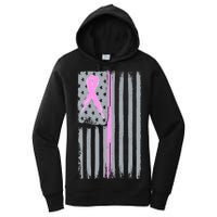 Pink Thin Line Breast Cancer Flag Women's Pullover Hoodie