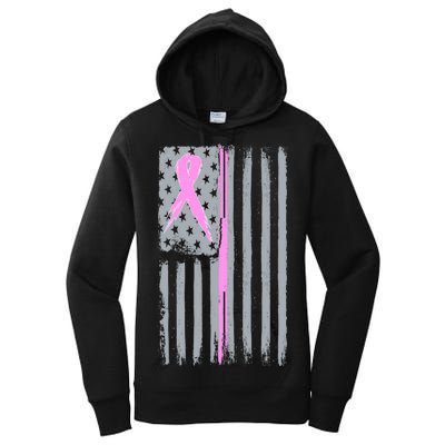 Pink Thin Line Breast Cancer Flag Women's Pullover Hoodie