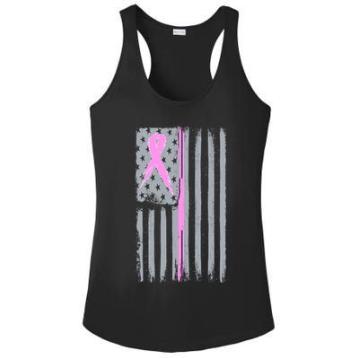 Pink Thin Line Breast Cancer Flag Ladies PosiCharge Competitor Racerback Tank