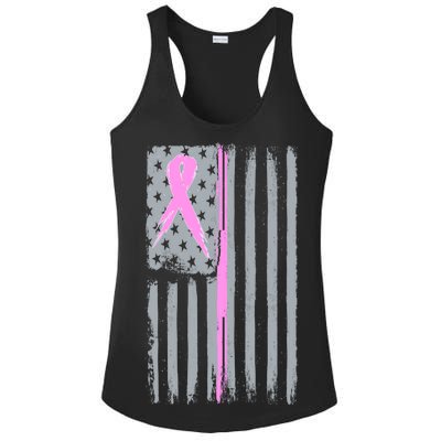 Pink Thin Line Breast Cancer Flag Ladies PosiCharge Competitor Racerback Tank