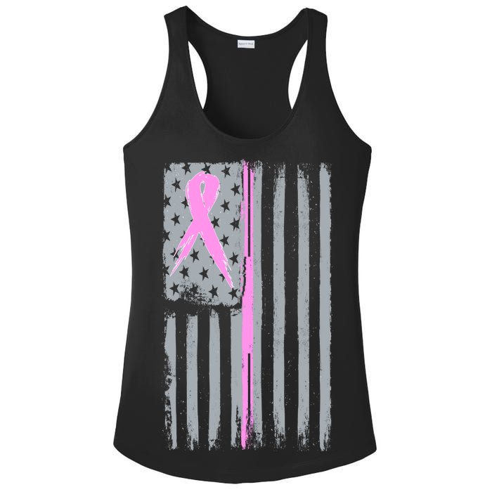 Pink Thin Line Breast Cancer Flag Ladies PosiCharge Competitor Racerback Tank