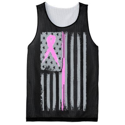 Pink Thin Line Breast Cancer Flag Mesh Reversible Basketball Jersey Tank