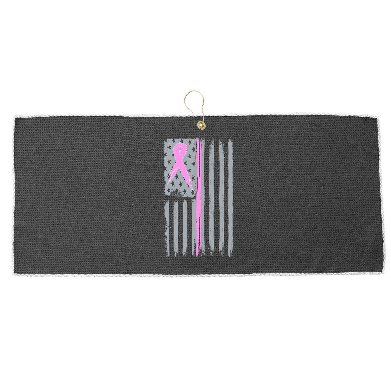 Pink Thin Line Breast Cancer Flag Large Microfiber Waffle Golf Towel