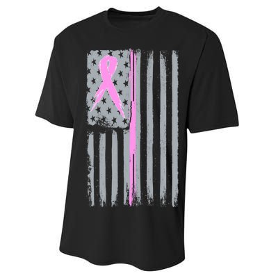 Pink Thin Line Breast Cancer Flag Performance Sprint T-Shirt