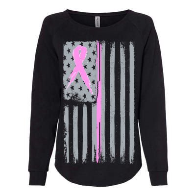 Pink Thin Line Breast Cancer Flag Womens California Wash Sweatshirt