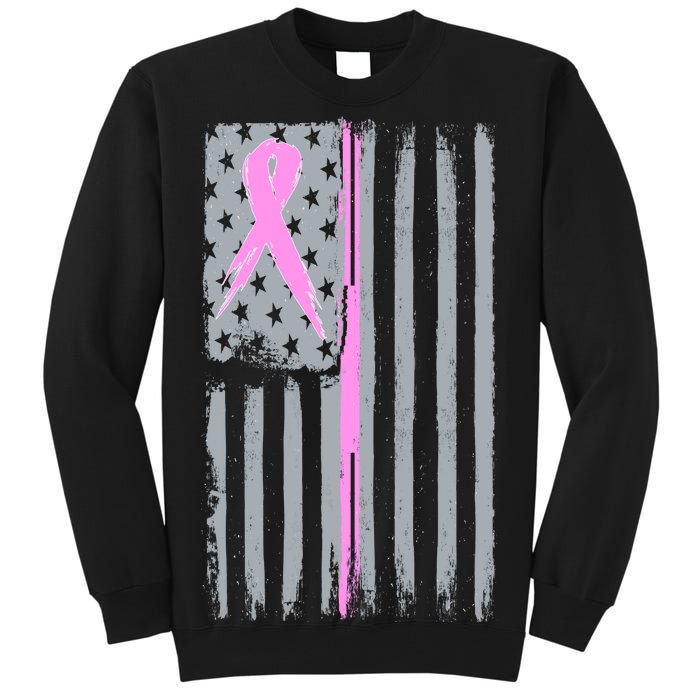 Pink Thin Line Breast Cancer Flag Tall Sweatshirt