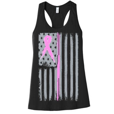 Pink Thin Line Breast Cancer Flag Women's Racerback Tank