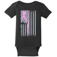 Pink Thin Line Breast Cancer Flag Baby Bodysuit