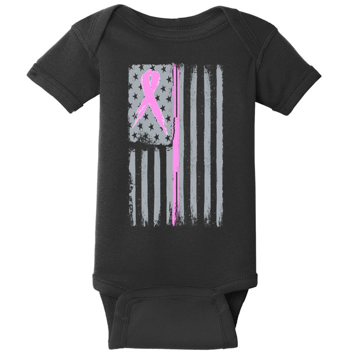 Pink Thin Line Breast Cancer Flag Baby Bodysuit