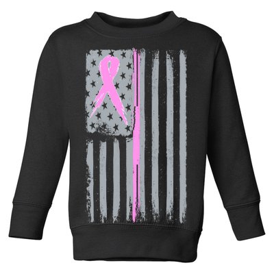 Pink Thin Line Breast Cancer Flag Toddler Sweatshirt