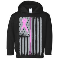 Pink Thin Line Breast Cancer Flag Toddler Hoodie