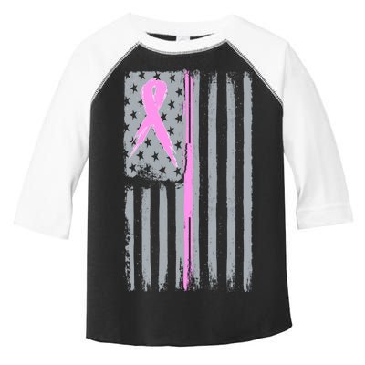 Pink Thin Line Breast Cancer Flag Toddler Fine Jersey T-Shirt