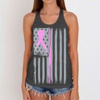 Pink Thin Line Breast Cancer Flag Women's Knotted Racerback Tank