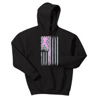 Pink Thin Line Breast Cancer Flag Kids Hoodie