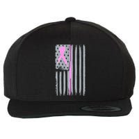 Pink Thin Line Breast Cancer Flag Wool Snapback Cap