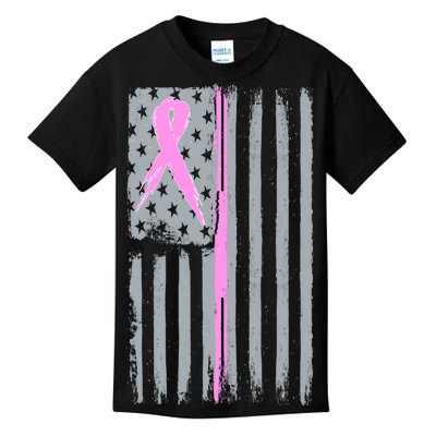 Pink Thin Line Breast Cancer Flag Kids T-Shirt