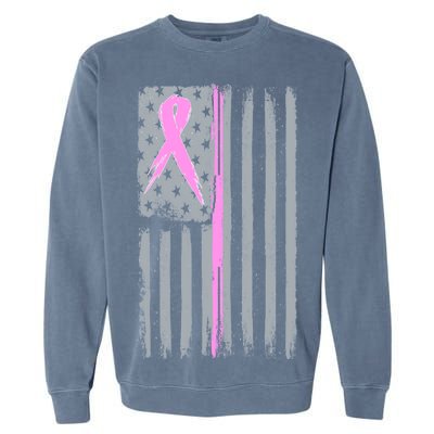 Pink Thin Line Breast Cancer Flag Garment-Dyed Sweatshirt