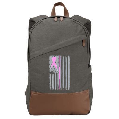 Pink Thin Line Breast Cancer Flag Cotton Canvas Backpack