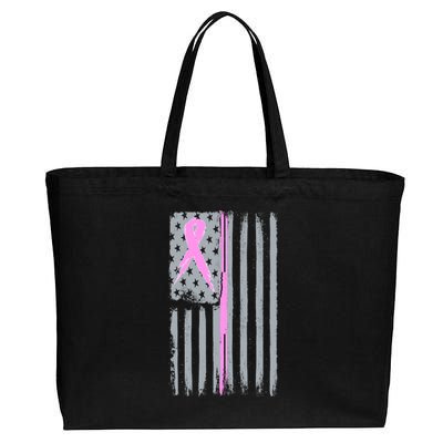 Pink Thin Line Breast Cancer Flag Cotton Canvas Jumbo Tote