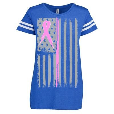 Pink Thin Line Breast Cancer Flag Enza Ladies Jersey Football T-Shirt