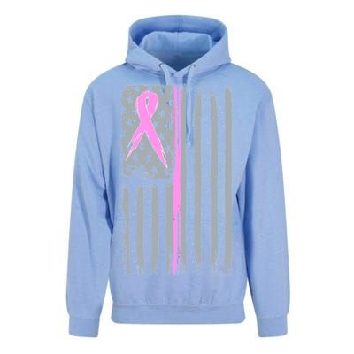 Pink Thin Line Breast Cancer Flag Unisex Surf Hoodie