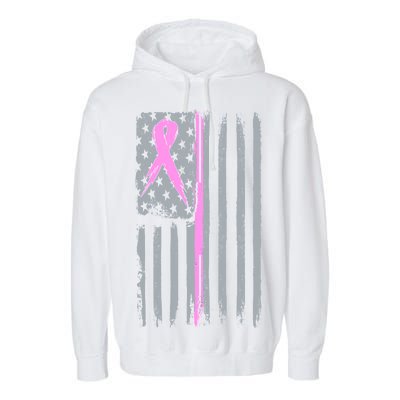 Pink Thin Line Breast Cancer Flag Garment-Dyed Fleece Hoodie