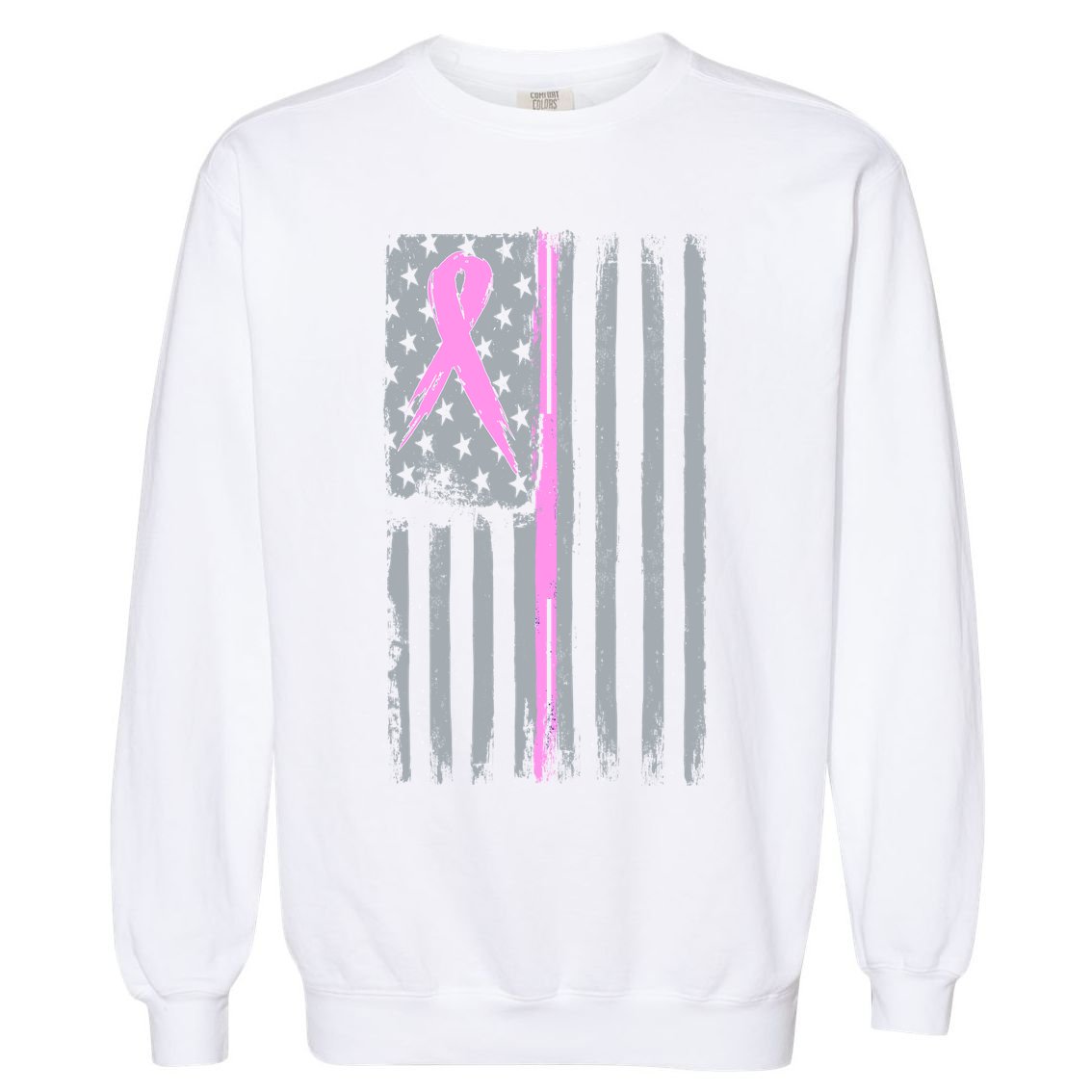 Pink Thin Line Breast Cancer Flag Garment-Dyed Sweatshirt