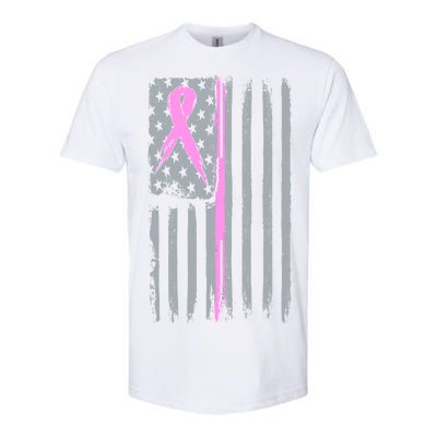 Pink Thin Line Breast Cancer Flag Softstyle CVC T-Shirt