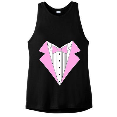 Pink Tux Party Tuxedo Ladies PosiCharge Tri-Blend Wicking Tank