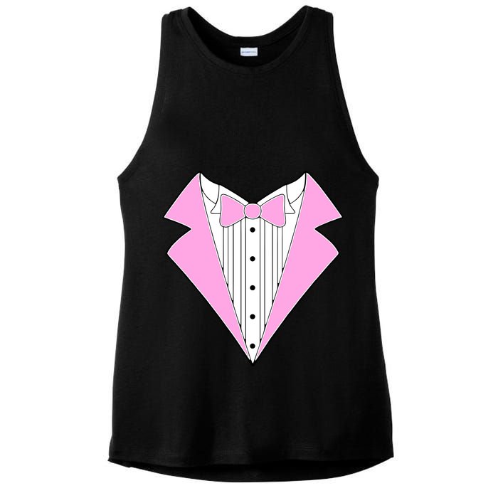 Pink Tux Party Tuxedo Ladies PosiCharge Tri-Blend Wicking Tank