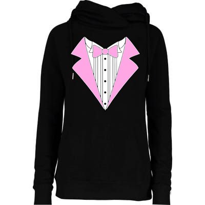 Pink Tux Party Tuxedo Womens Funnel Neck Pullover Hood