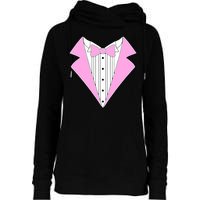 Pink Tux Party Tuxedo Womens Funnel Neck Pullover Hood