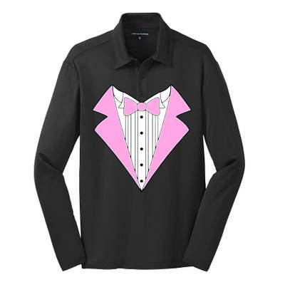 Pink Tux Party Tuxedo Silk Touch Performance Long Sleeve Polo