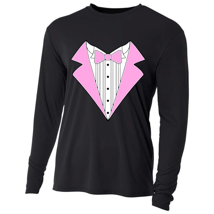 Pink Tux Party Tuxedo Cooling Performance Long Sleeve Crew