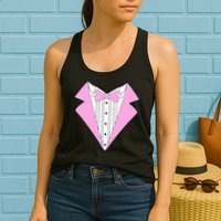 Pink Tux Party Tuxedo Womens Tank Top
