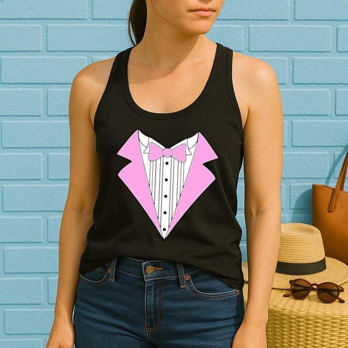 Pink Tux Party Tuxedo Womens Tank Top